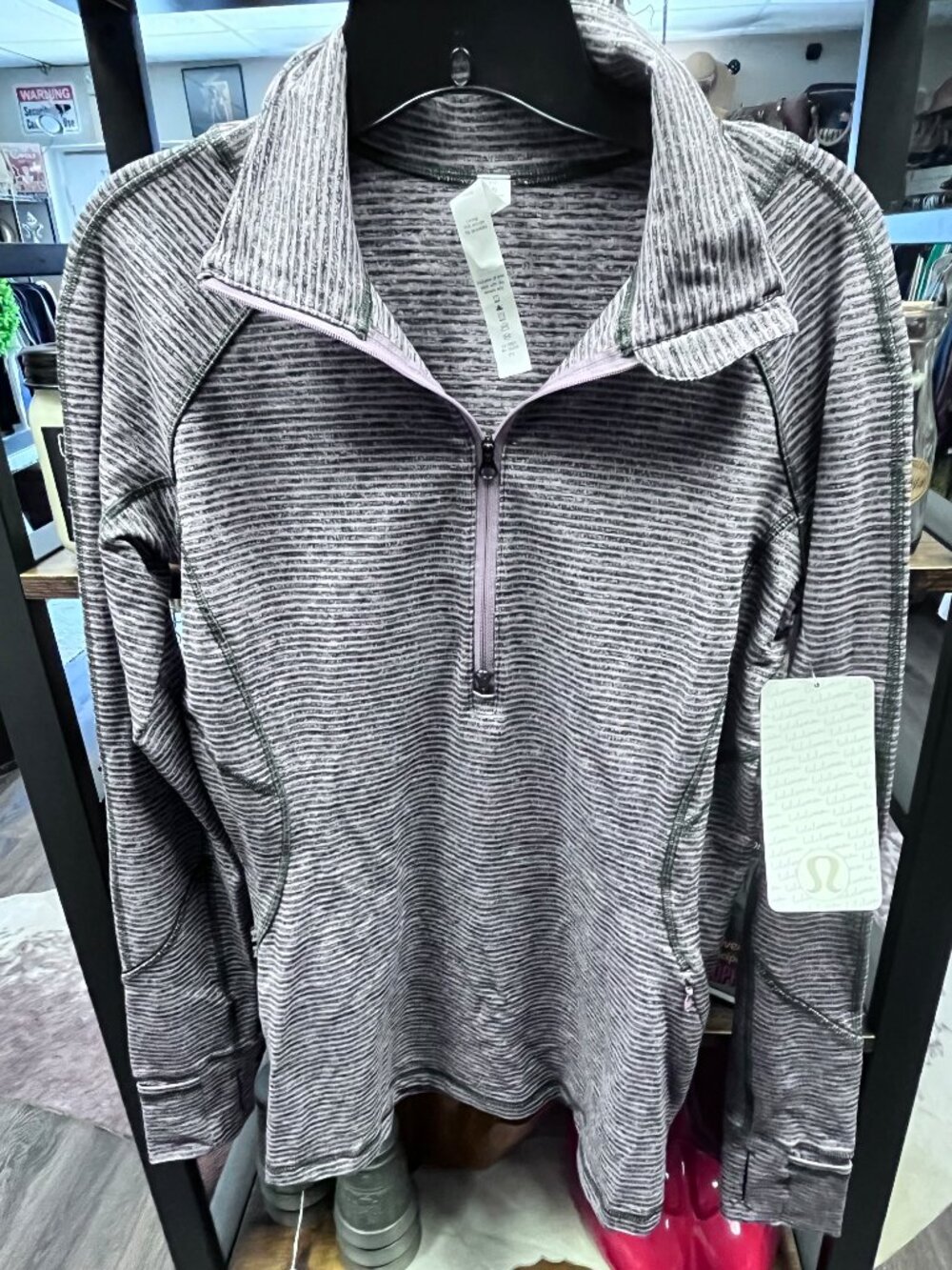 NWT Lululemon Race Your Pace 1/2 Zip Pullover Size 10 Pink Gray